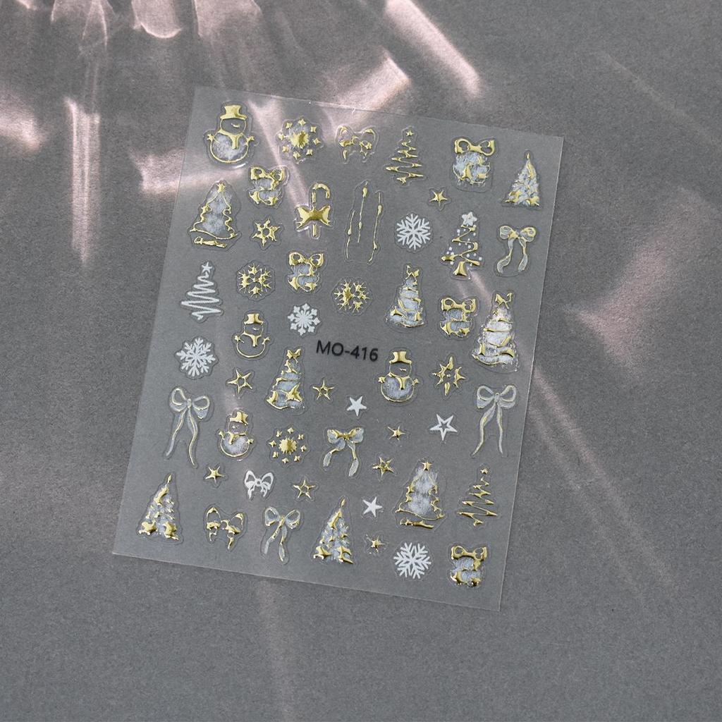 Embossed White Snowflakes Nail Stickers - Autumn/Winter Self-Adhesive Decals for Christmas