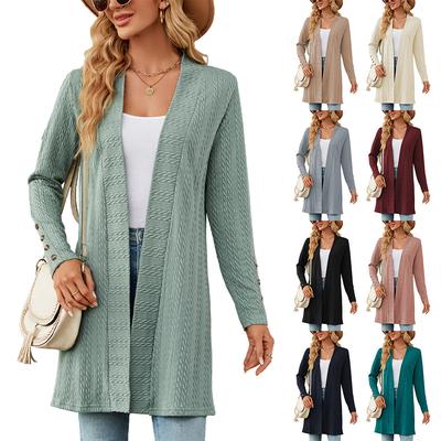2024 Европейская и Американская Осень И Зима Новая Однотонная Куртка-Кардиган С Длинными Рукавами и Пуговицами Для Женщин