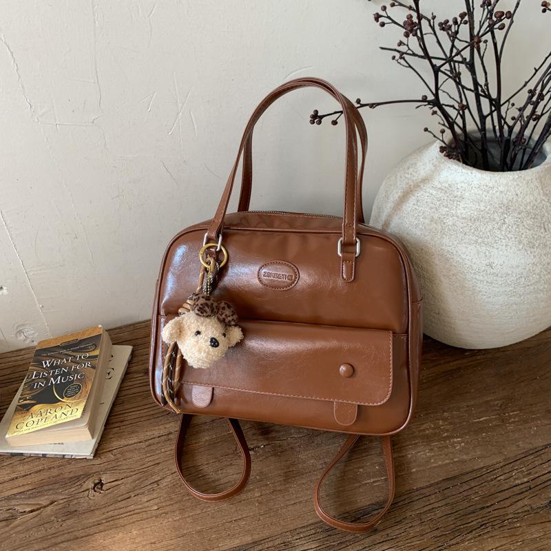 Студенческий стиль, студенческий класс, иностранный стиль, кожаный, повседневный, универсальный, на плечо, портативный, 2025, осень и зима, женский рюкзак