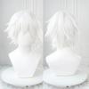 Anime Kaneki Ken Cosplay Wigs Short White Fluffy Wigs Eye Patch Heat Resistant Synthetic Hair Party Role Play
