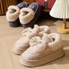 Slippers Winter Outer Wear Bag Heel Thick-soled Indoor Bow, Cotton Shoes Winter Velvet Warm Low-top Cotton Slippers Women