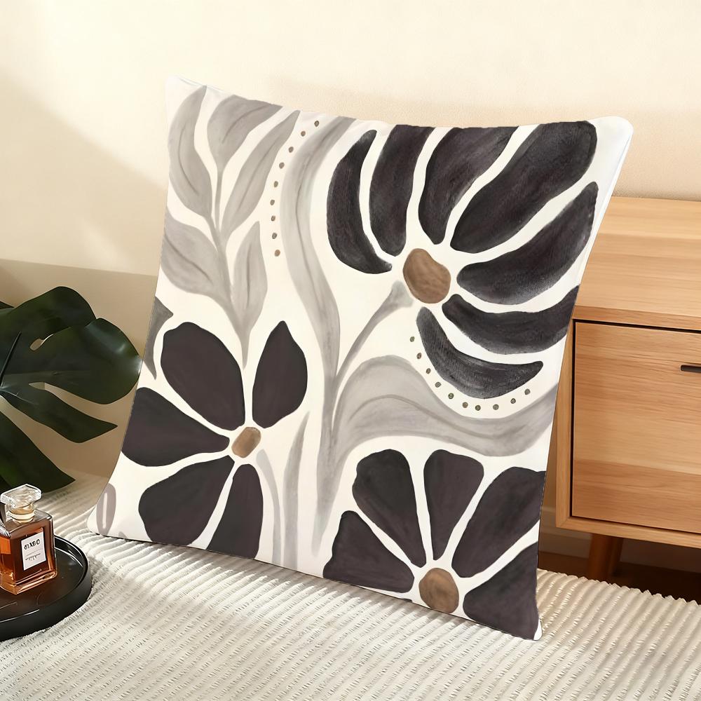 Classic Modern Flowers Cushion Cover Soft Short Plush Pillow Cover Smooth Cozy Texture Aesthetic Cushion Case Home Decor