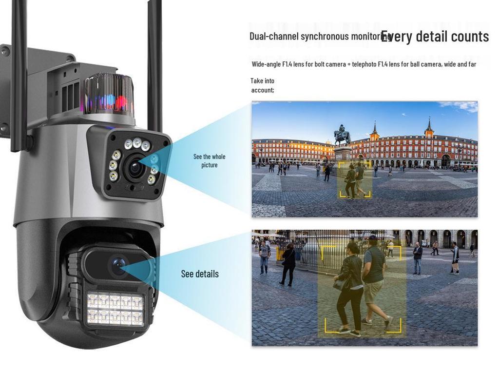 P11 Dual-Lens Outdoor Waterproof WiFi Security Camera 360° Panoramic HD