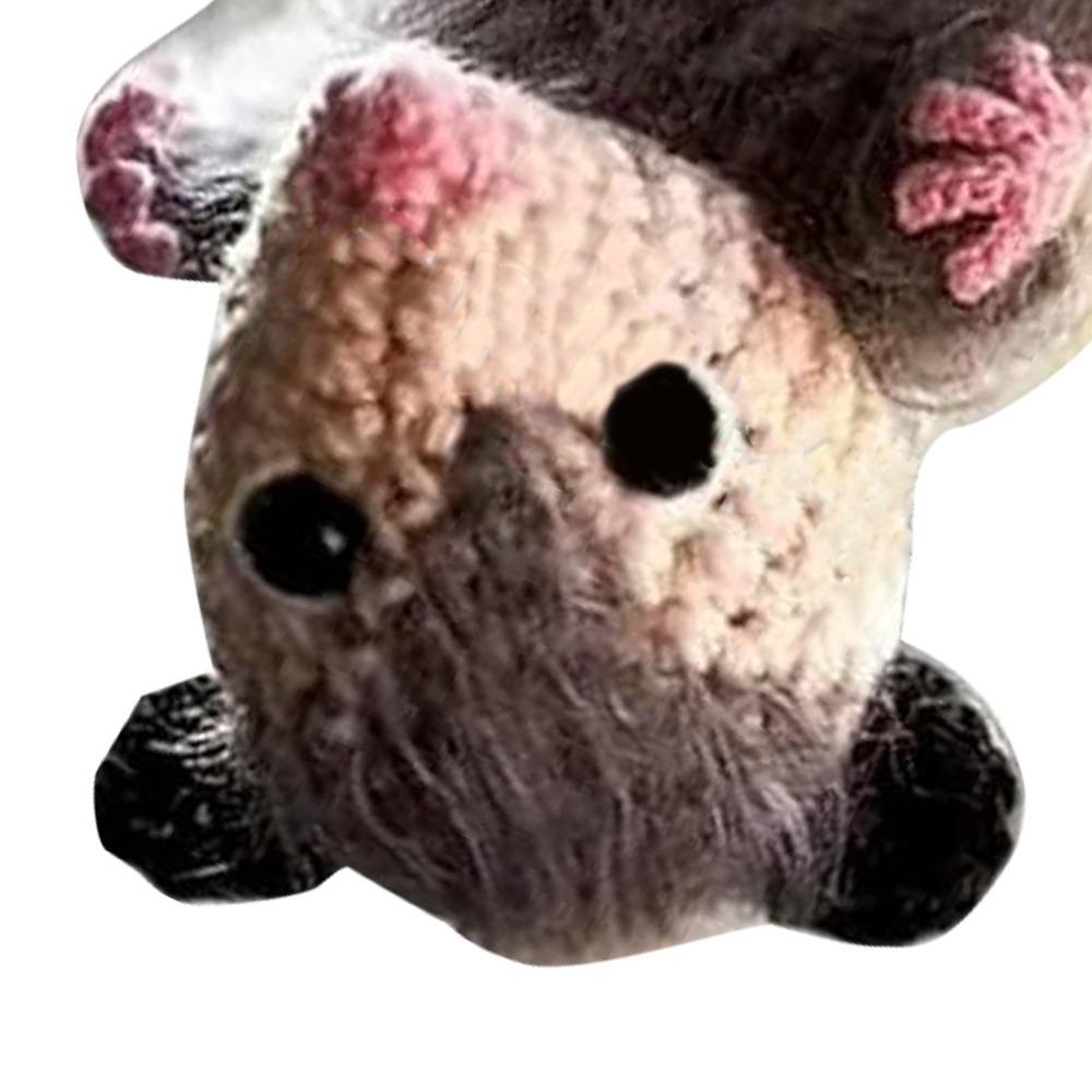 Crochet Rearview Mirror Accessory Handmade Knitted Screaming Possum Ornament For Car Interior