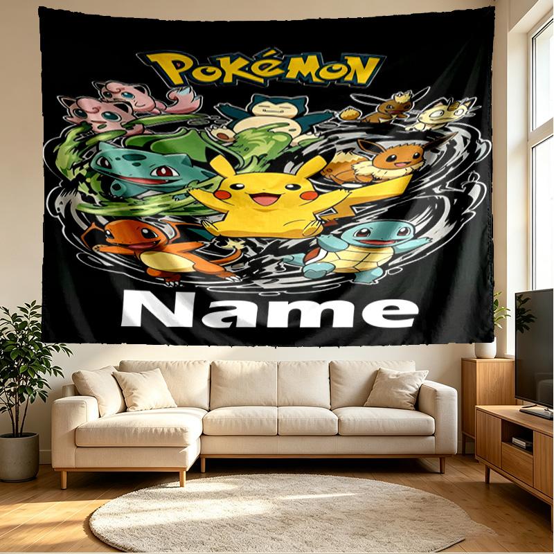 Custom Name Personalized Anime Print Tapestry, Wall Art Decor, Bedroom, Dorm, Apartment, LivingRoom, Party Backdrop, Gift for Birthday