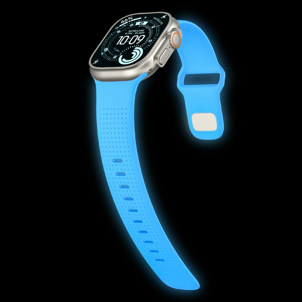 Luminous Fluorubber Strap for Apple Watch Ultra 3 2 1 49mm/Series 11 10 46mm/9 8 7 45mm/SE3 SE2 SE 6 5 4 44mm/3 2 1 42mm Dotted Night Glow Watch Band