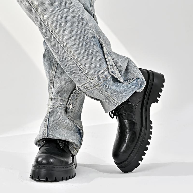 Повседневные мужские кожаные туфли на толстой подошве Модный классический минималистский стиль Трендовая обувь для отдыха на открытом воздухе для вечеринок и офиса Молодежная обувь Новинка