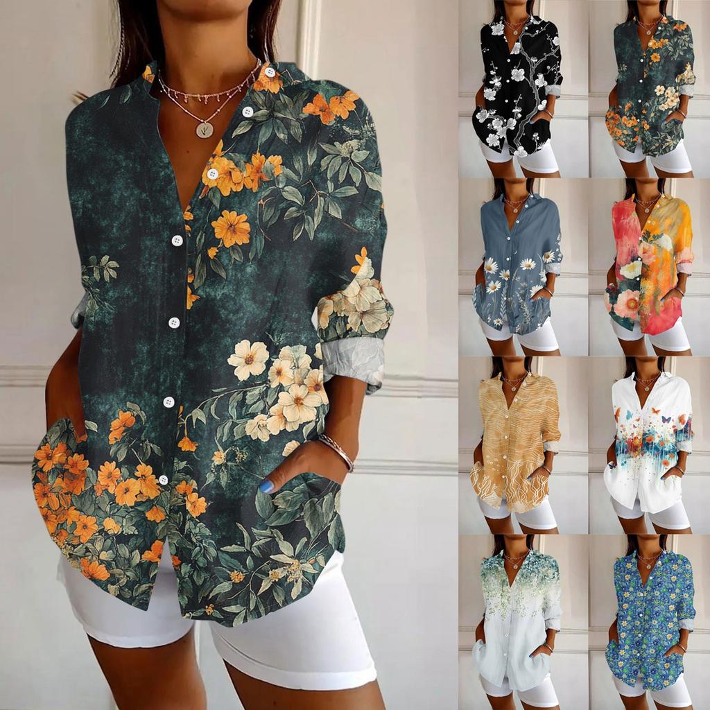 Womens Button Down Shirt  Long Sleeve Shirts For Women Print Graphic  Blouse Top