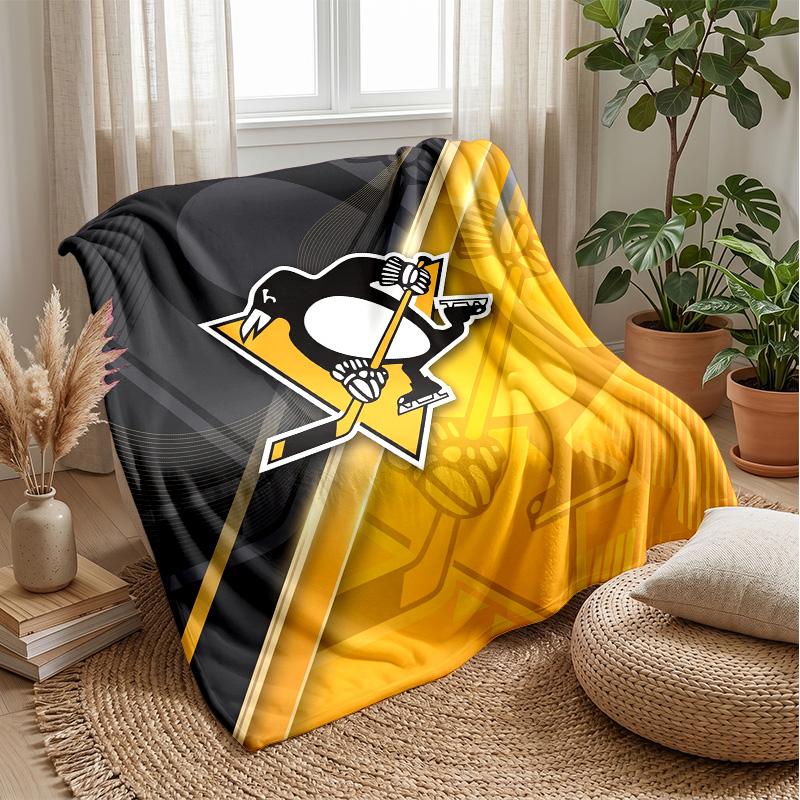 Pittsburgh Penguins Flannel Fleece Blanket Cozy Warm Throw Blanket For Couch Bed Travel All Season Use