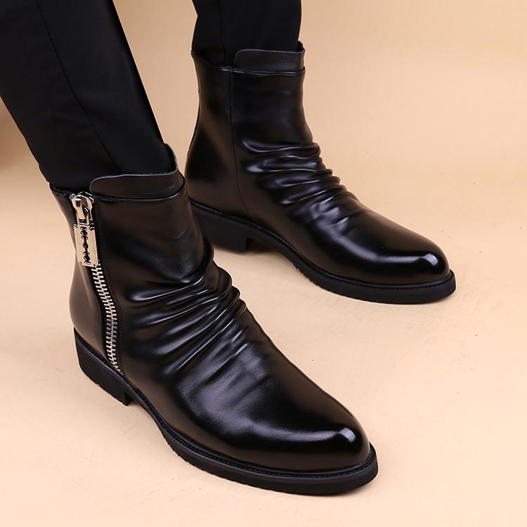 Модные мужские вечерние платья для ночного клуба осенне-зимние сапоги черные стильные оригинальные кожаные туфли ковбойские ботильоны крутые короткие ботинки