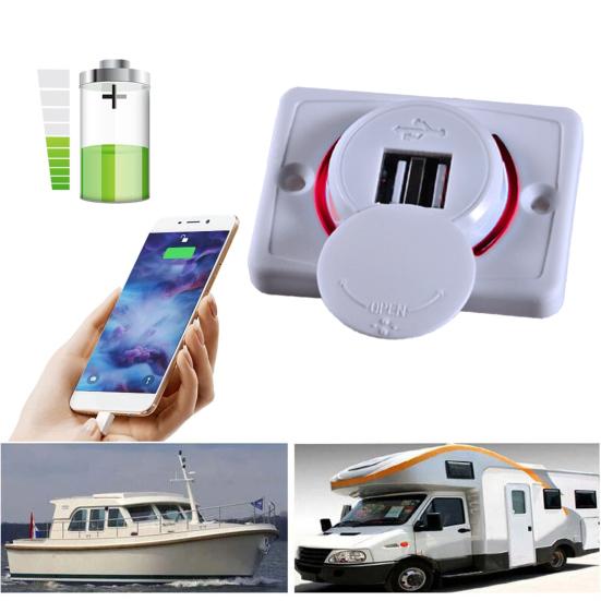 Двойное USB гнездо для автомобильного зарядного устройства 3.1A Розетка питания Двухпортовый адаптер для быстрой автомобильной зарядки со светодиодным индикатором 12В-24В Станция быстрой зарядки для телефонов, планшетов