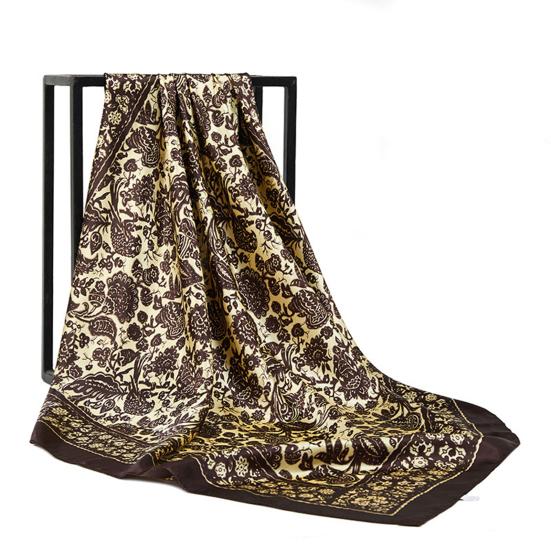 Women Neck Scarf Vintage Ethnic Style Contrast Color Square Shape Breathable Head Protection Soft Fabric Silky Women Head Wrap Female Headwear