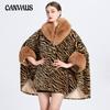 Winter Woman's Cape Shawl Fur Collar Tweed Temperament Elegant Jacket Large Size Nine-point Sleeves Cardigan