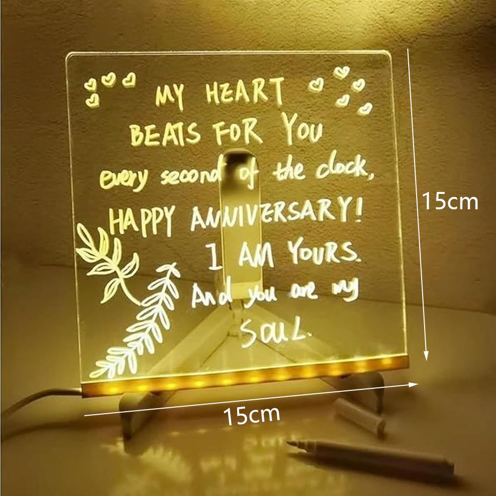 Акриловая светодиодная доска для заметок с ручкой 7 цветов Прозрачная настольная доска для заметок для школы дома