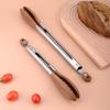 Cooking Tongs, Walnut Wood Tongs, Cooking Tongs, Stainless Steel Non-Slip Walnut Salad Tongs, Wooden Tongs Cookware