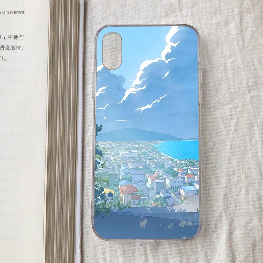 Чехол для телефона с японским аниме-пейзажем Для iPhone 15 13 14 Pro Max XS XR 12 11 Pro 13 Mini 6 7 8 Plus Прозрачная задняя крышка Capa
