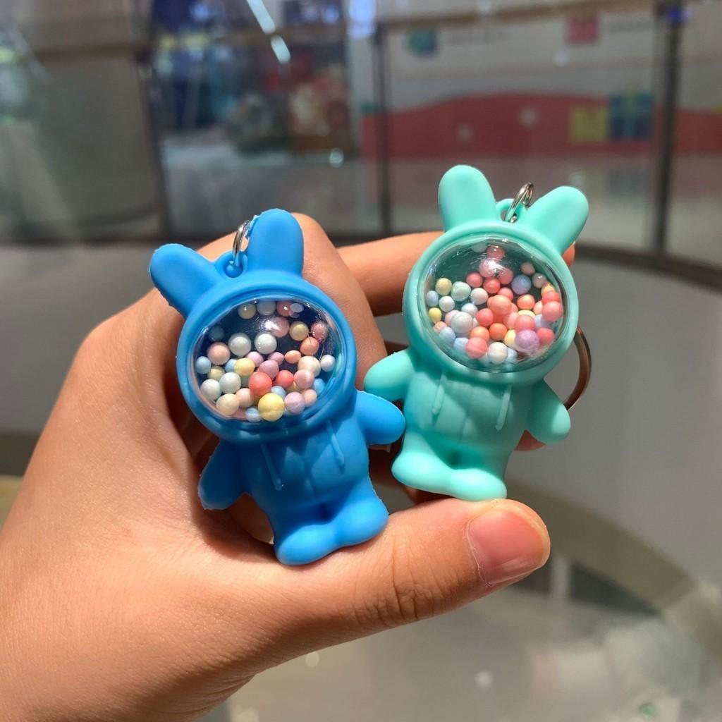 Adorable Cartoon Rabbit Keychain Cute 3d Key Ring For Car Keys In Pink