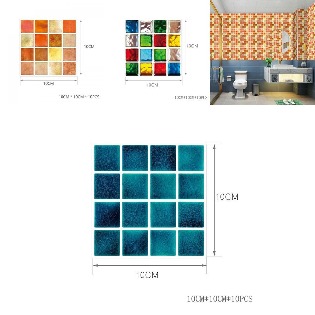 Яркие 10 шт. Наклейки на кухонную плитку с мозаичным узором Самоклеящийся декор для стен