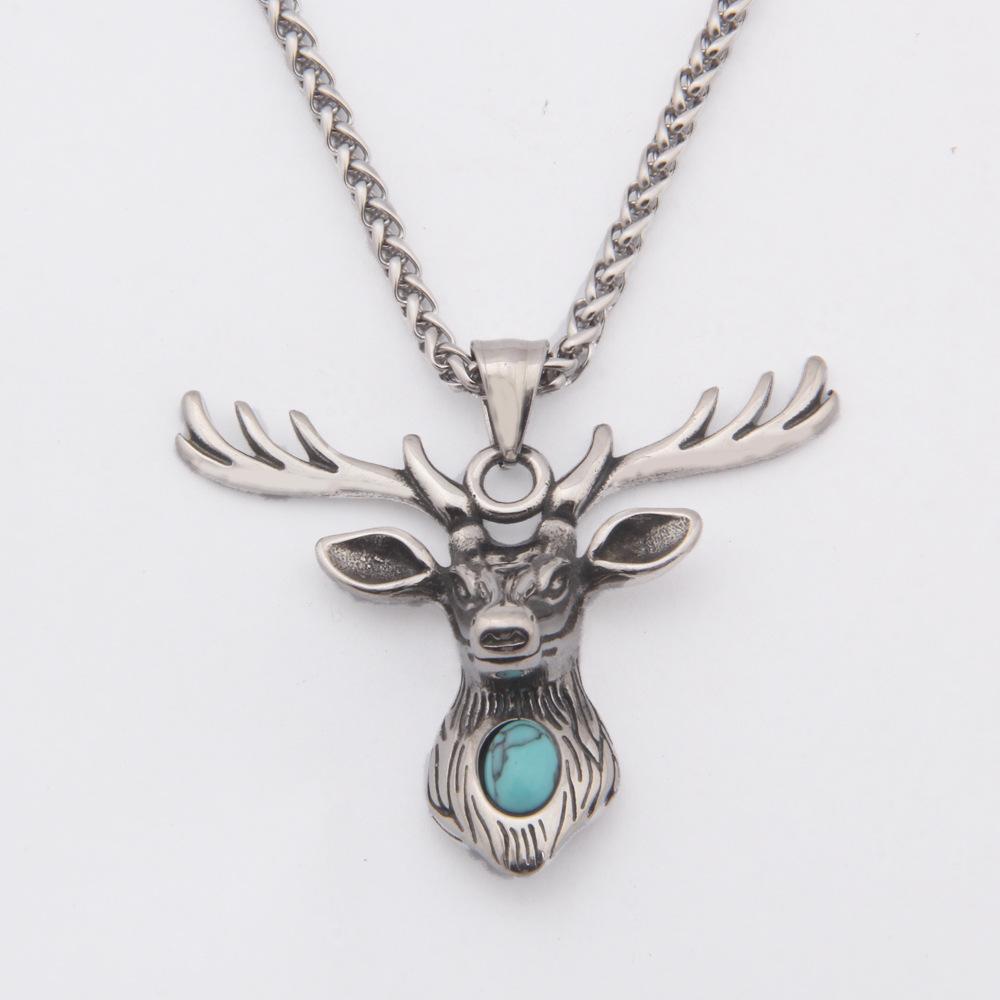 Ожерелье с подвеской в виде бирюзового лося, символ силы, уникальный подарок для любителей природы