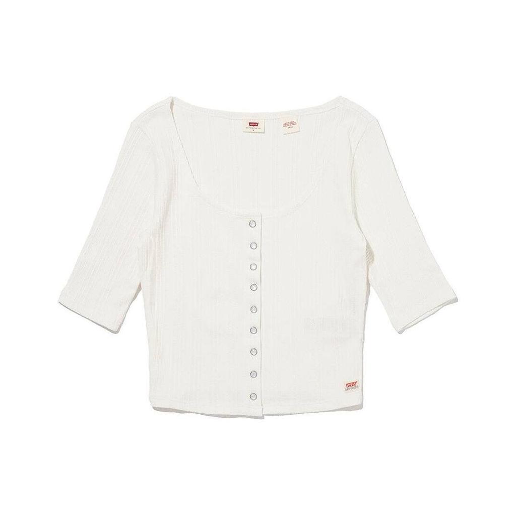 Levis Однотонный круглый вырез с коротким рукавом вязаный кардиган женские кардиганы белый A4769-0001