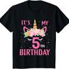 It's My 5th Birthday Unicorn Lover Kid 5 Years Old Birthday T-Shirt