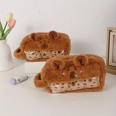 Милый кавайный большой емкости Capybara Pen Bag Смешной мультфильм мода Capybara плюшевый пенал для карандашей школьные принадлежности подарки на день рождения