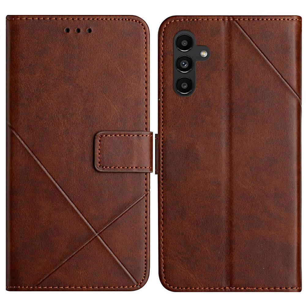 For Samsung Galaxy A17 5G Case Line Pattern Wallet Leather Phone Cover with Wrist Strap