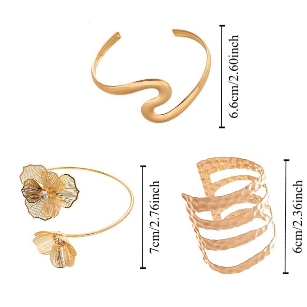 Geometry Wave Line Metal Arm Cuff Zinc Zinc Alloy Wide Open Arm Cuff Simple Bohemian Bracelet Jewelry Gift