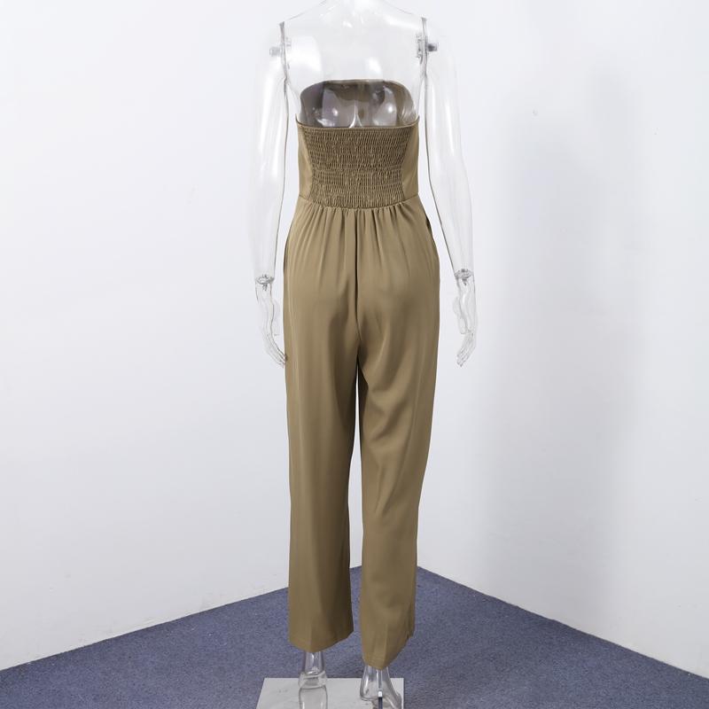 Однотонный женский комбинезон с открытой спиной, открытыми плечами, завязывающимися на талии карманами, широкими брюками, женское боди, летняя женская верхняя одежда