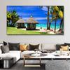 Landscape Beach Bridge Palm Tree Sunset Canvas Painting Posters and Prints Wall Art Pictures Living Room Home Decor No Frame