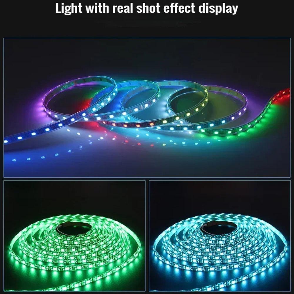 WS2811 Smart IC RGB LED Strip 30/60LEDs/M Individually Addressable LED Tape DC12V 24V Black/White PCB IP30 IP65 IP68 Waterproof