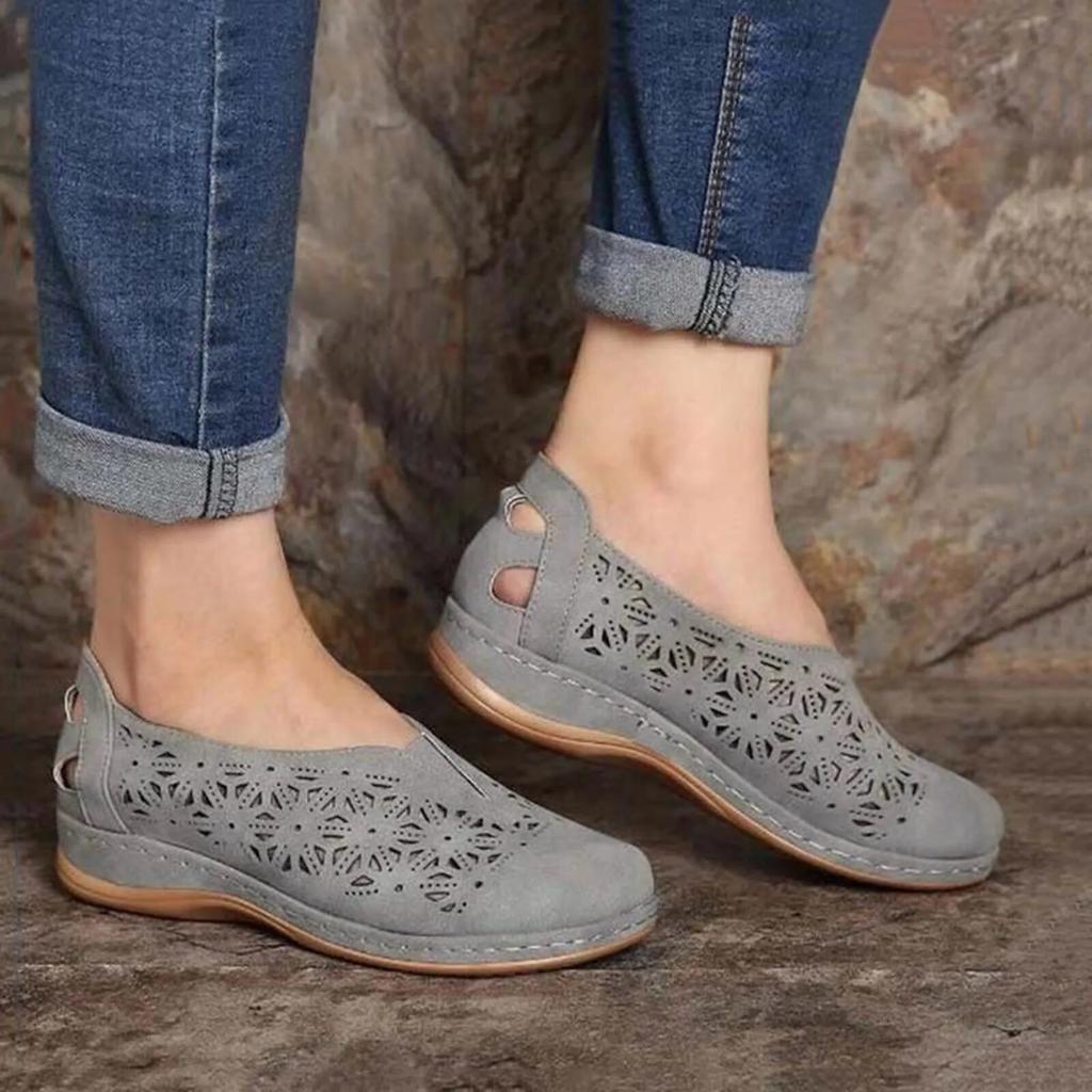 Women Mesh Flat Shoes Loafers Hollow Slip On Summer Open Breathable Single Shoes Flat Toe Sandals Fuzzy Sandals Toe Boat Shoes
