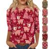 Women's Fashion Casual Round Neck 3/4 Sleeve Loose Printed T-Shirt Ladies Top