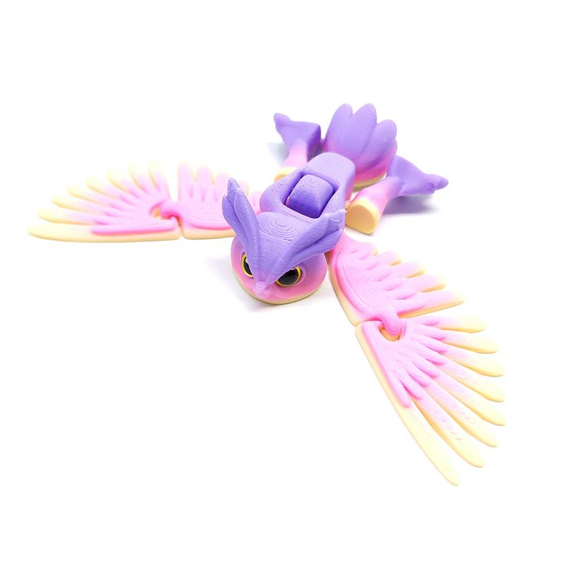 3D Printed Flying Owl Toy:Lifelike Desk Decor with Movable Wings for Realistic Soaring - Educational Gift