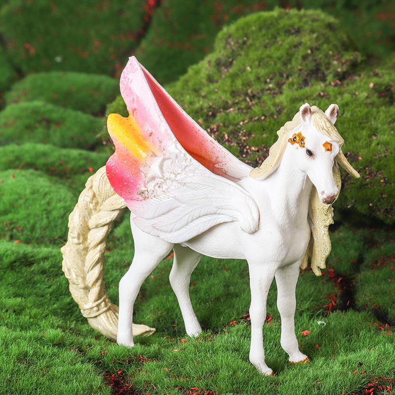 Oenux Mythical Rainbow Pegasus Simulation Animal Figures Model Fairy Tale Fly Horse Action PVC Educational Toys Girl Gift