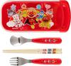 Anpanman Trio Set Chopsticks Spoon Fork Bento Chopsticks Case Chopsticks Slide Type Antibacterial Red Set Freezer (Трио-набор, сумка)