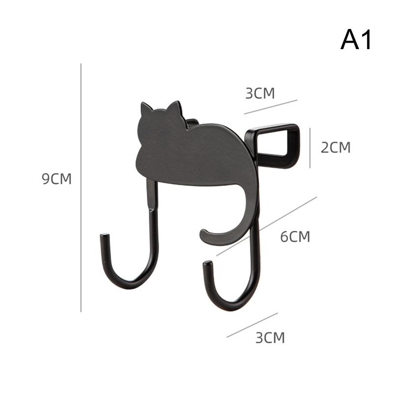 Дверной крючок для вешалки из кованого железа, окрашенный распылителем, вешалка для шкафа, милый кот, дверь без дырокола