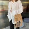 Yogodlns Bohemian Tassel Straw Bag Women Fashion Weave Handmade Crossbod Bag Summer Kintted Beach Handbag Vacation Lady Pouch
