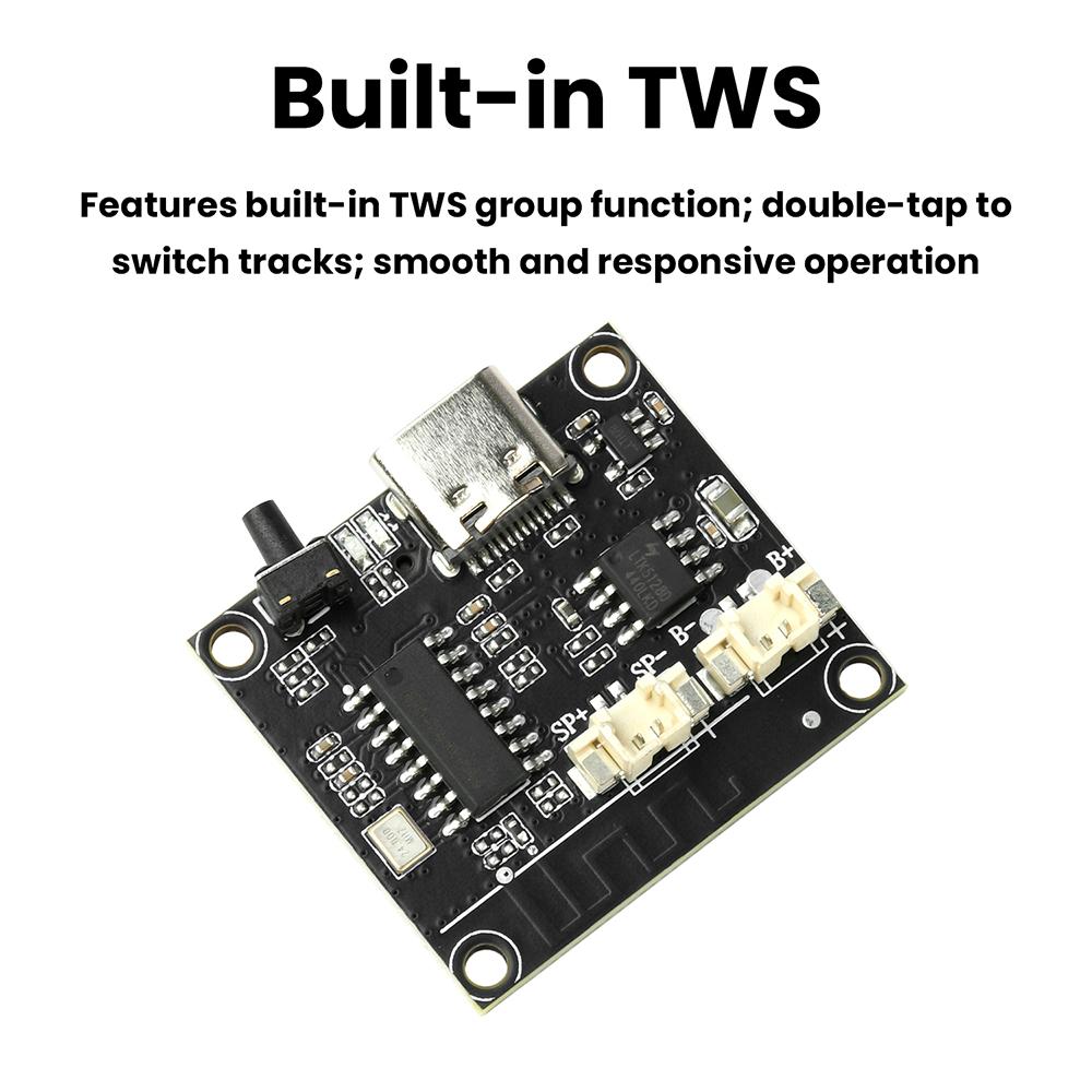 Модуль Bluetooth усилителя мощности DC 5V 3W с Type-C, регулируемой настройкой, поддержкой воспроизведения с TF-карты, карты памяти, аудиоплата