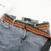 Hip Hop  Men'S Canvas Belt Personalized Casual Flame Belt Designer Belts For Women Cowboy Strap Punk