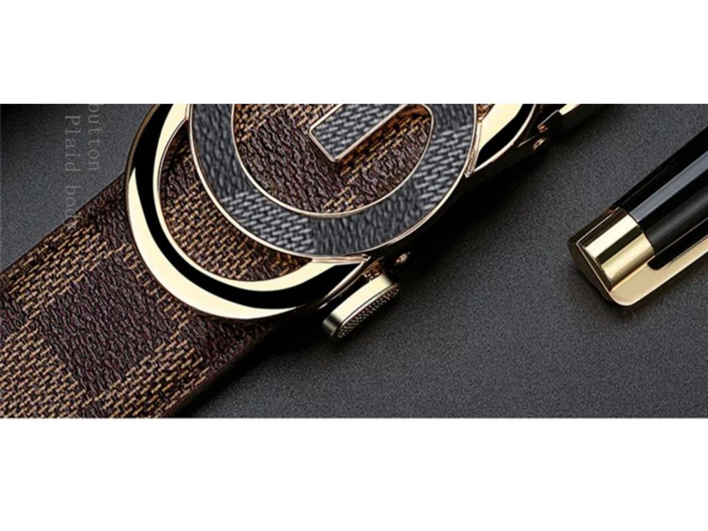 Men's Genuine Leather Belt with G Letter Automatic Buckle - Trendy Business Style for Young Men