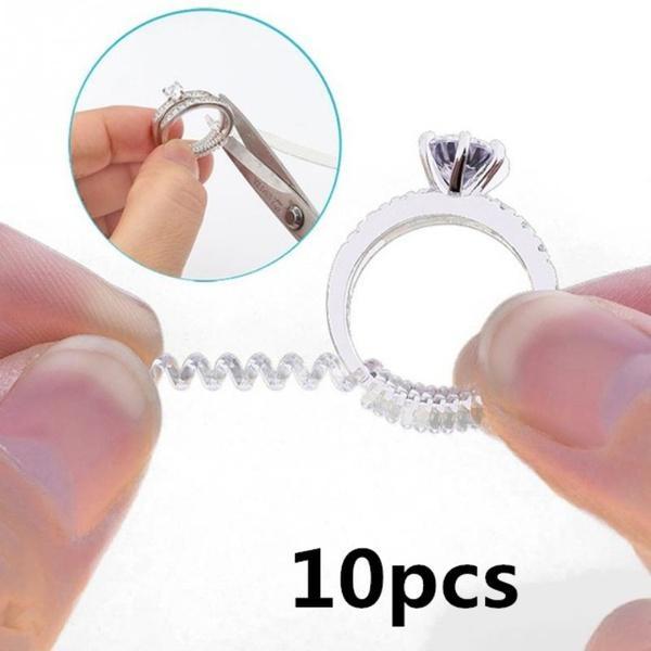 10 шт. полезное невидимое спиральное кольцо, регулятор размера, жесткий защитный кожух, затяжка, редуктор, инструменты для изменения размера, ювелирные детали