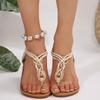 Fashion Casual Clip Toe Women Flat Sandals Crystal Wedges Flip Flops Shoes Woman 2025 Trend Summer Comfort Dress Bohemian Slides Mujer