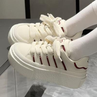 Мода 2025 Новые Женские Вулканизированные Туфли на Платформе для Улицы Горячая Распродажа На Шнуровке Женские Кроссовки Универсальные Женские Повседневные Туфли