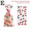 50pcs Santa Claus Christmas Tree Elk PVC Bags Transparent Clear Gift Bag for Christmas Gift Baking Candy Cookie Packaging Bags