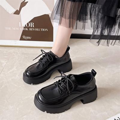 Модные туфли в стиле колледжа, женские кожаные туфли на толстой подошве в британском стиле 2024 года, повседневные туфли-оксфорды на шнуровке, женские винтажные туфли в стиле Лолиты