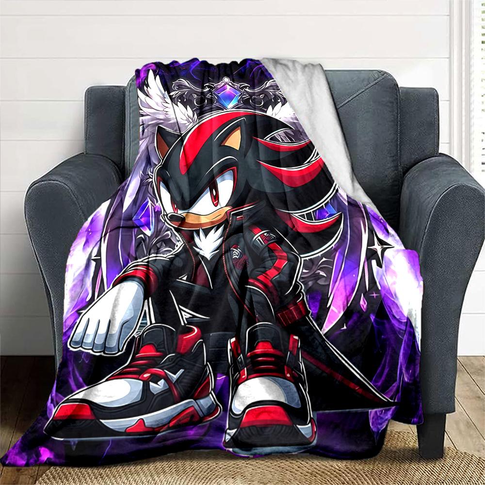 Shadow Hedgehog Artwork Flannel Blanket Super Soft Warm Cozy Blanket For Sofa Bed Office Travel Allseason Home Decor Gift