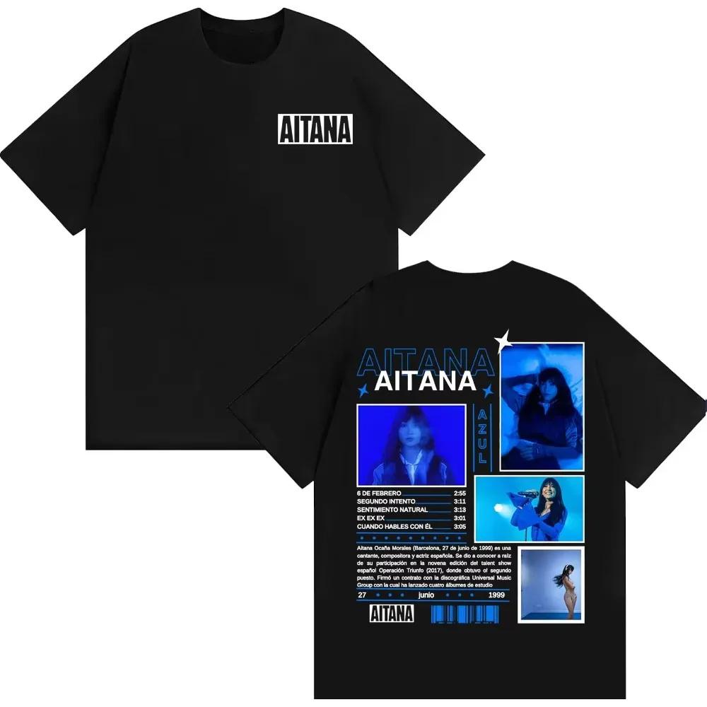 Aitana Azul Album 2026 Tour T Shirts Unisex Women Clothing Fashion Aesthetic Tshirt Summer ONeck Cotton Tshirt Streetwear