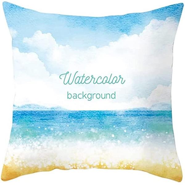 Summer Hot Style Ocean Style Pillow Beach Shell Pattern Blue Pillow Case Home Sofa Pillow Case Cushion Cover