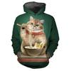 Мужская толстовка с капюшоном, милый кот, графический принт животного в 3D, хип-хоп, уличная одежда, оверсайз свитеры, топы, мужская одежда